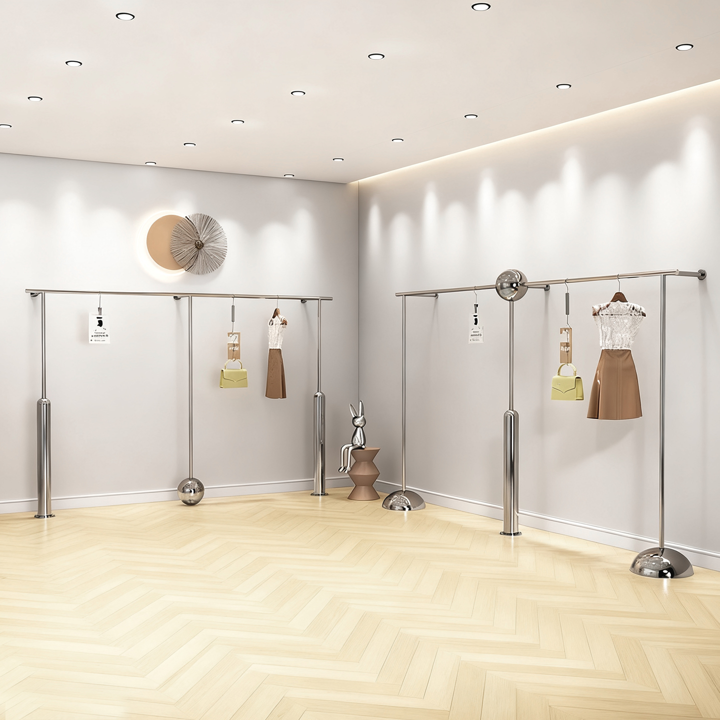 服装店陈列架上墙壁挂式不锈钢童装创意挂衣架货架女装店铺展示架