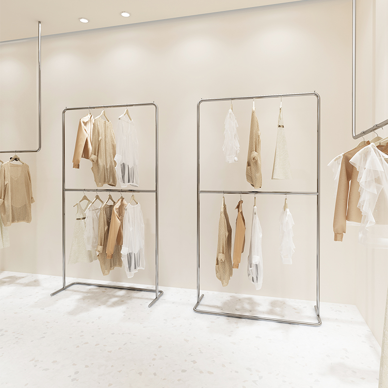 女装店双层不锈钢展示架