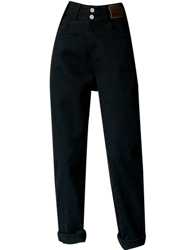 Черные джинсы, штаны, приталенные леггинсы, подходит для подростков, 2024 года, высокая талия, свободный прямой крой