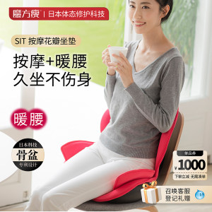 魔方瘦SIT办公家庭按摩+暖腰护腰护脊椎靠腰垫矫姿花瓣坐垫