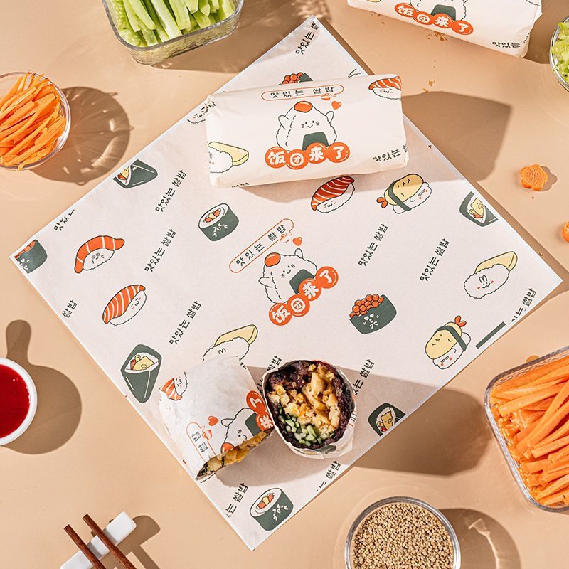 饭团三明治包装纸食品级专用紫米汉堡海苔糯米台湾包饭可加热打包