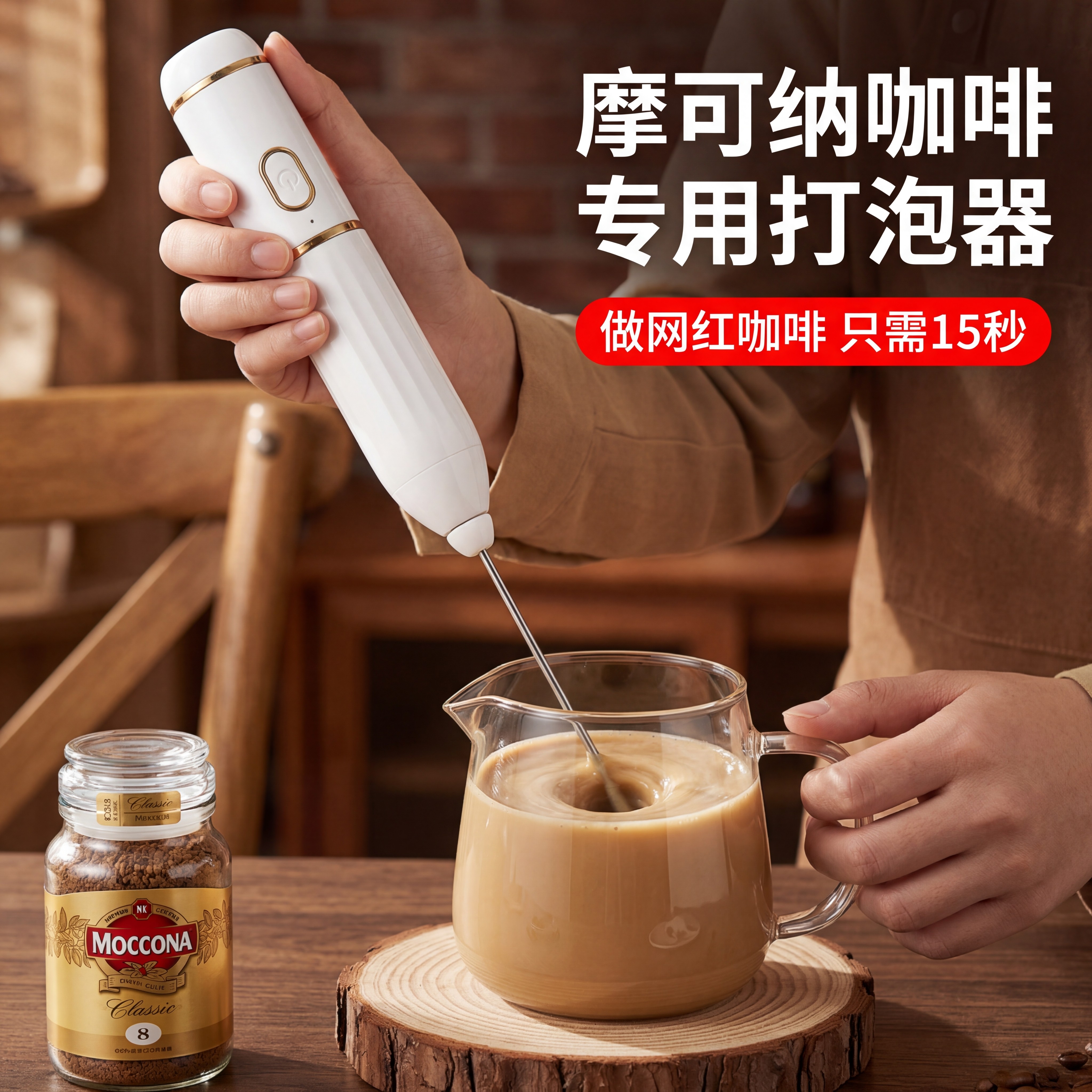 日本咖啡打泡器搅拌棒奶泡机专用打发泡沫器电动打奶神器家用小型