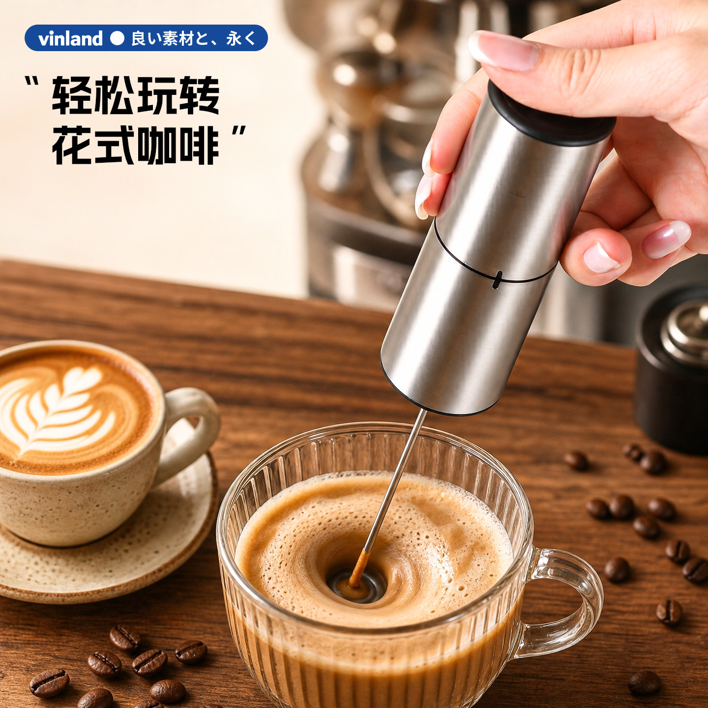 日本咖啡打泡器电动奶泡器打发搅拌棒400次咖啡专用打牛奶机手持