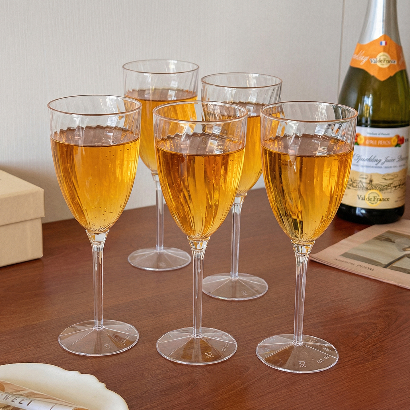 一次性高脚杯红酒杯家用轻奢高档香槟杯高颜值塑料啤酒杯子食品级