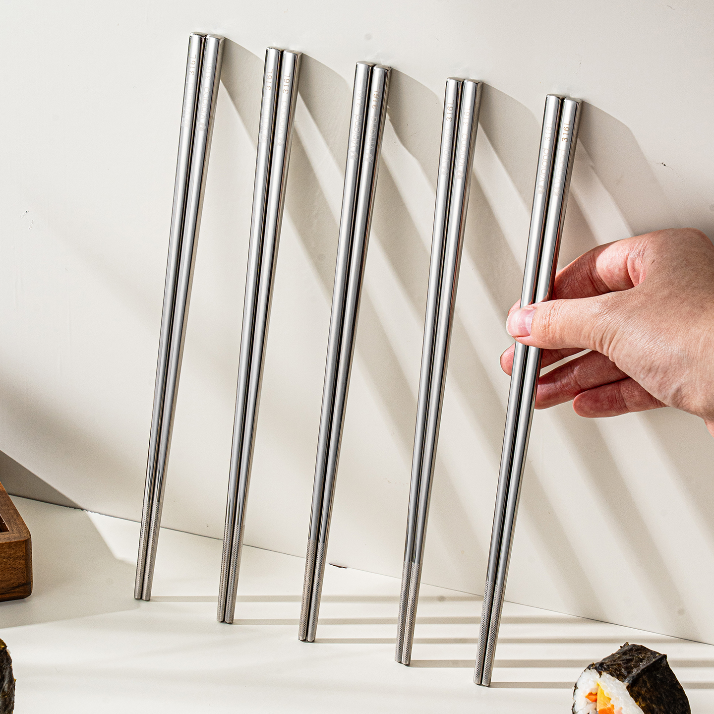 日本316L不锈钢筷子食品级抗菌防