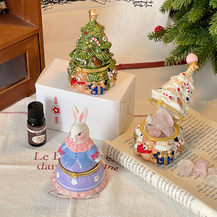 小熊圣诞树无火香薰水晶扩香石摆件小众高级伴手礼生日礼物女生
