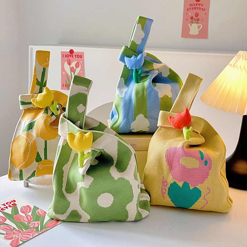 礼物袋针织郁金香花朵礼品袋