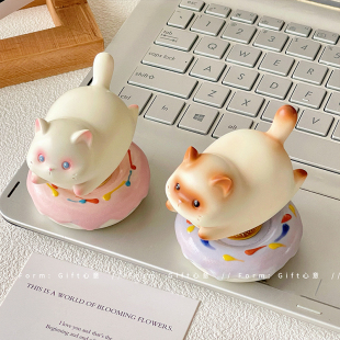 桌面装 饰暹罗猫咪转转乐摆件可爱治愈系生日礼物解压情绪办公室