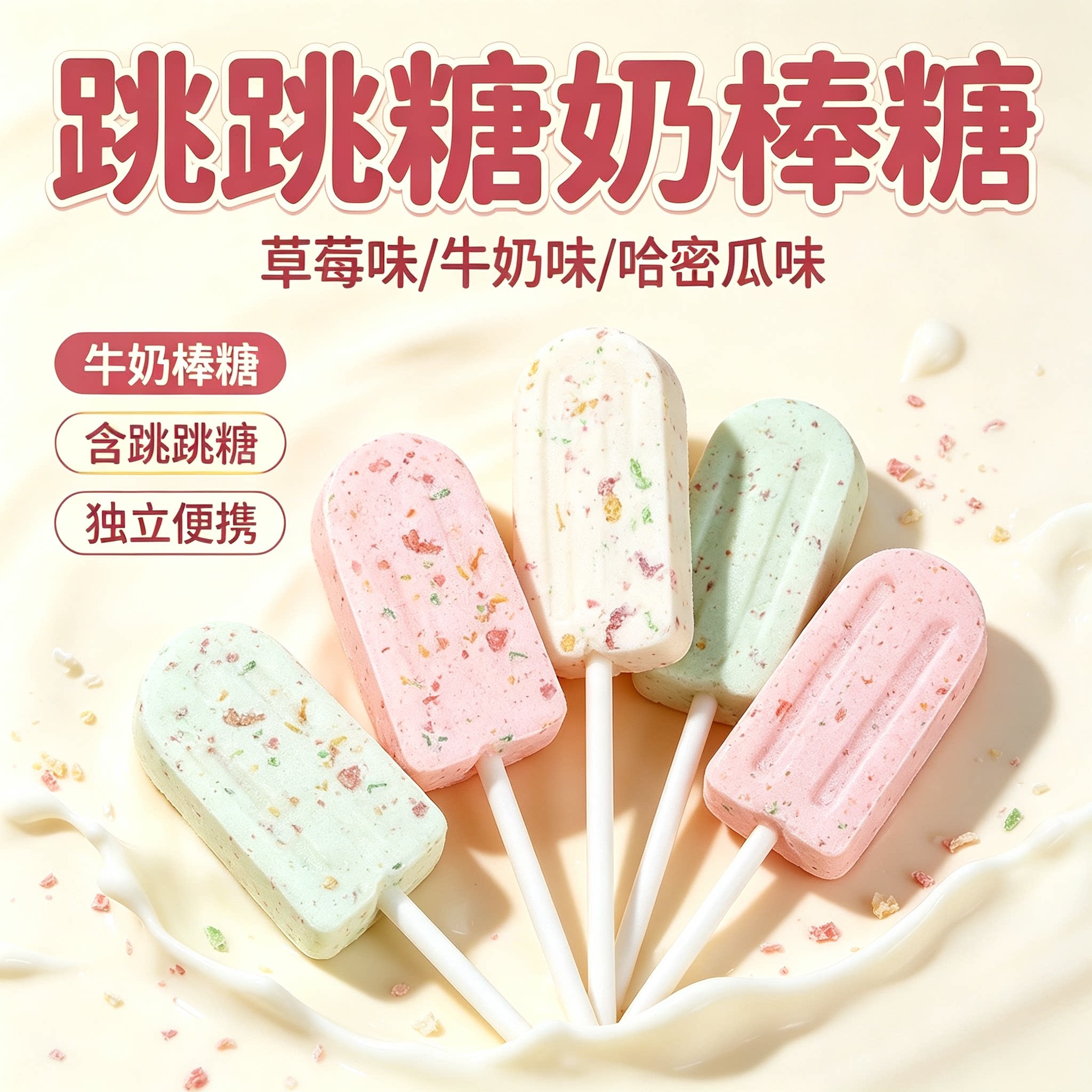 跳跳糖棒棒糖糖果牛奶棒小零食品喜糖批发包邮奖励奶棒零食水果糖