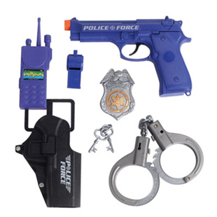 塑料仿真手枪模型可发声机械玩具枪手机对讲机手铐带钥匙枪套模型