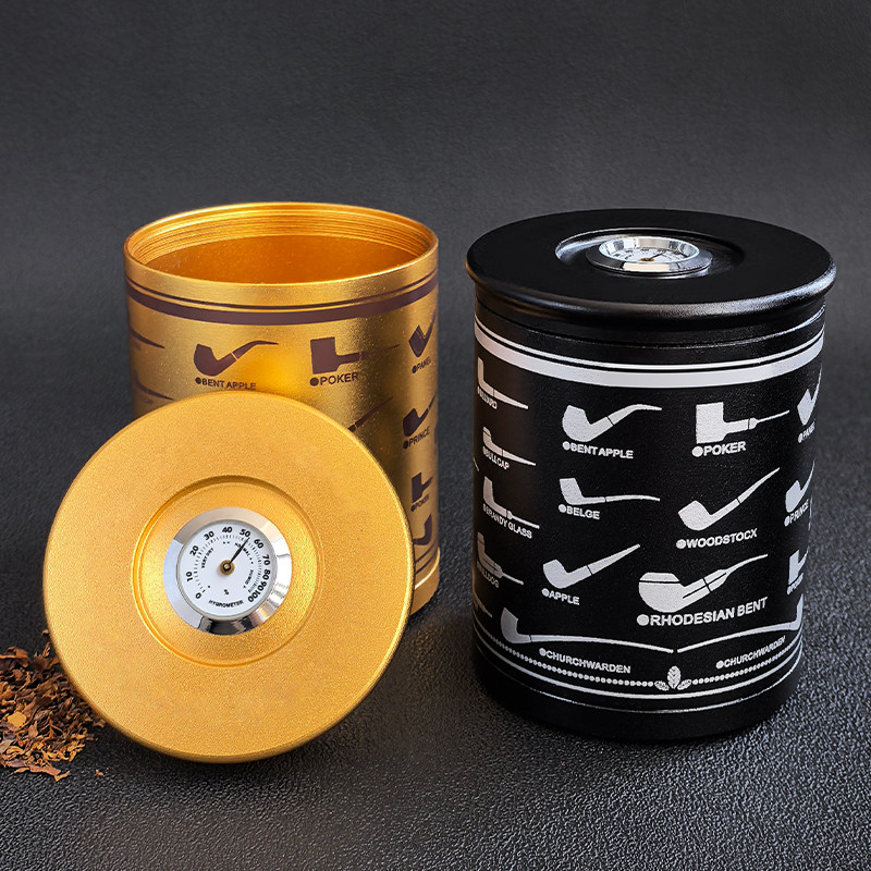 JIFENG季风同款烟丝罐梅森瓶密封防潮保湿金属罐收纳储存带湿度计