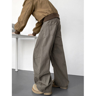 新款 K25602 美式 B315 p65控88 高街褶皱设计感宽松弯刀休闲裤 秋季