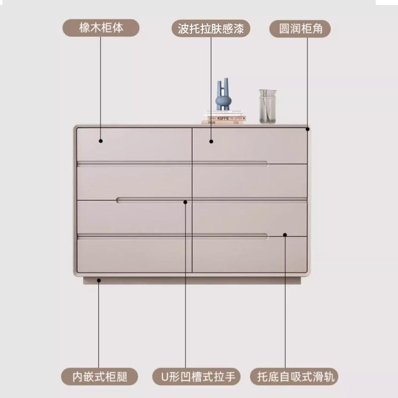 电视柜旁小边柜意式奶油风客厅储物置物柜现代简约实木靠墙收纳柜