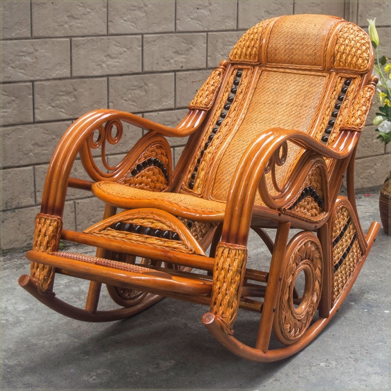 天然真藤摇椅大人躺椅老人藤编懒人沙发式阳台家用休闲藤椅摇摇椅