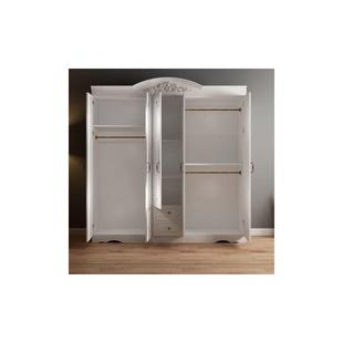 衣柜家用卧室白色简约现代欧式 木质大衣柜 经济型三四门板式 组装