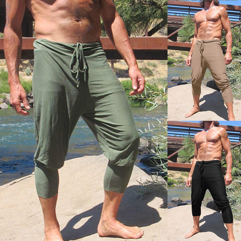 Men Casual Pants Slim Joggers Drawstring Straight Trousers