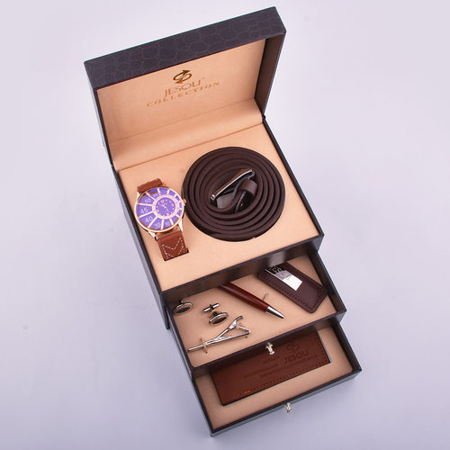 Luxury Men Watch Wallet Belt Gift for Boyfriend Husband 7pcs