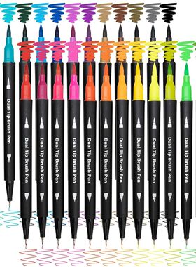 Bview Art 24colors Dual Tip Watercolor Brush Pen Kids Adults
