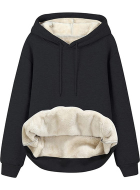Women hoodie simple thickened fleece coat Tops连帽加厚女卫衣