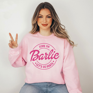 women Barbie粉色女卫衣纯棉loose sweatshirt女 party Let