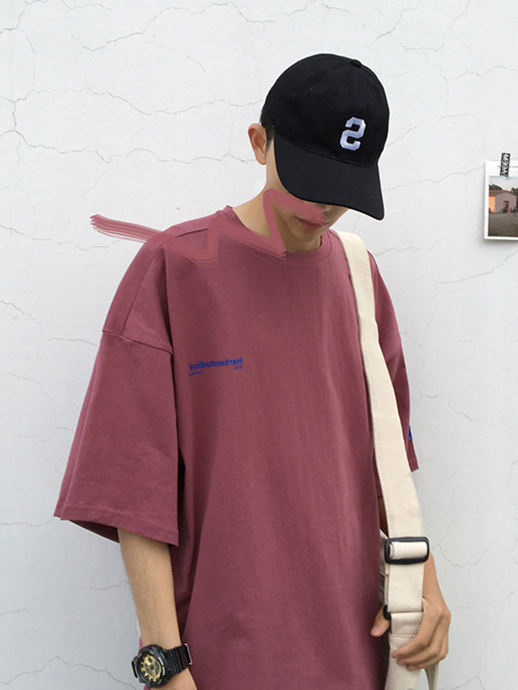 @港仔文艺男 夏季男士衣服宽松简约短袖T恤潮牌潮流百搭打底上衣29.00元包邮