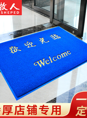 欢迎光临进门地毯迎宾门垫商铺开业酒店大门口地垫加厚蓝色定制