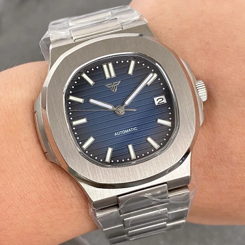 NH35 鹦鹉螺机械手表男士腕表100米防水蓝宝石透底316L钢带