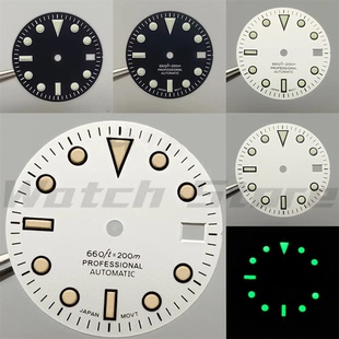 29mm表盘复古劳字面白色黄钉适合NH35 NH36机芯日历窗改装表配件