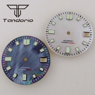 无标贝母壳表盘字面29mm白黑适用于NH35 NH36机芯3.8/3点把位