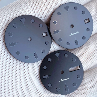 29mm表盘NH35 NH36无标全黑字面SKX鲍鱼表配件表针单双历窗