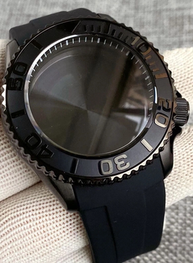 NH35圆顶蓝宝石表壳SKX3.8黑色手表壳200米防水橡胶带黑内影41mm