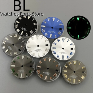 29mm日志款表盘罗马字灰字面日历窗适用于NH35 NH36 3/3.8把位