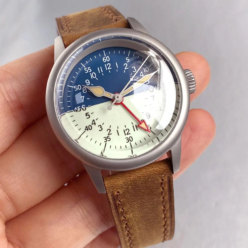 NH34 GMT蓝白潜水机械手表男女36mm圆顶蓝宝石无标夜光盘防水