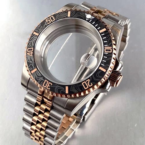 ETA2824 PT ST NH34 NH35 手表表壳碳纤维陶瓷表圈间玫金色壳40mm