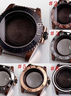 ETA2824 NH35镀铜水鬼表壳120卡外圈蓝宝石防水陶瓷圈透底40mm