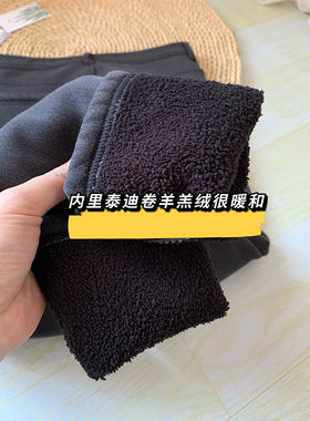 松紧腰纽扣长裤厚绒2022
