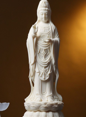 象牙果南海观音镀金观音菩萨佛像观世音雕刻摆件家用工艺品礼品