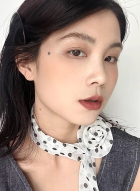 韩国ins新款丝巾女夏百搭薄款围脖气质百搭洋气领巾潮领带配饰花