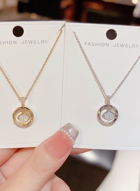 韩系百搭锆石圆形扇形锁骨链