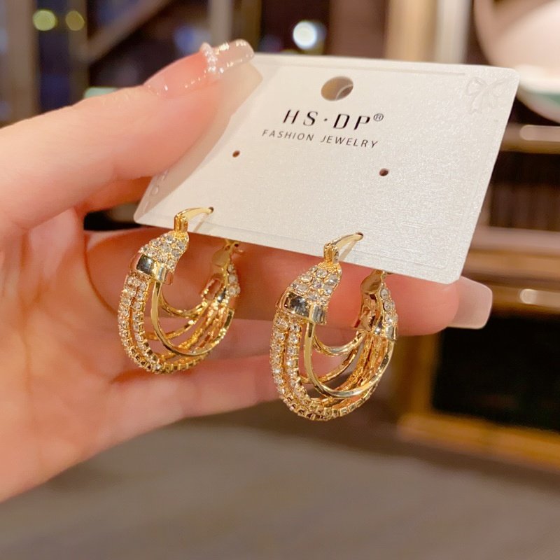 欧美时尚轻奢金属满锆超闪耳圈