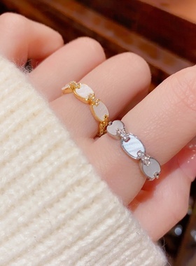 法式复古几何板材开口食指戒