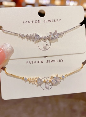 法式轻奢锆石小猫鱼骨抽拉手链