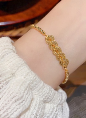 新中式碎碎冰五帝钱币超闪手链