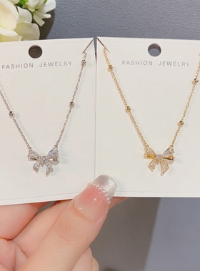 新款气质精致轻奢蝴蝶结圆珠链