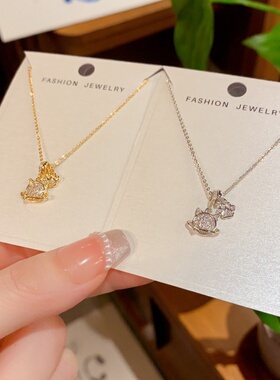 甜美轻奢锆石猫爪吊坠项链超闪