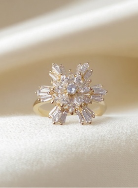 满钻雪花开口戒个性轻奢感超闪