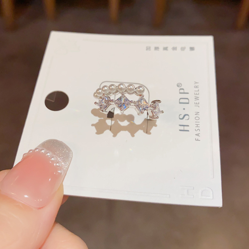 微镶星星珍珠开口戒指