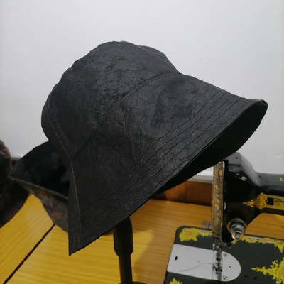 定做手工制作真丝香云纱渔夫帽盆帽防晒帽女士帽子钓鱼帽大檐帽