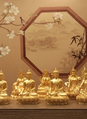 铜镀金6公分释迦阿弥药师度母莲师观音黄财神地藏王菩萨佛像摆件