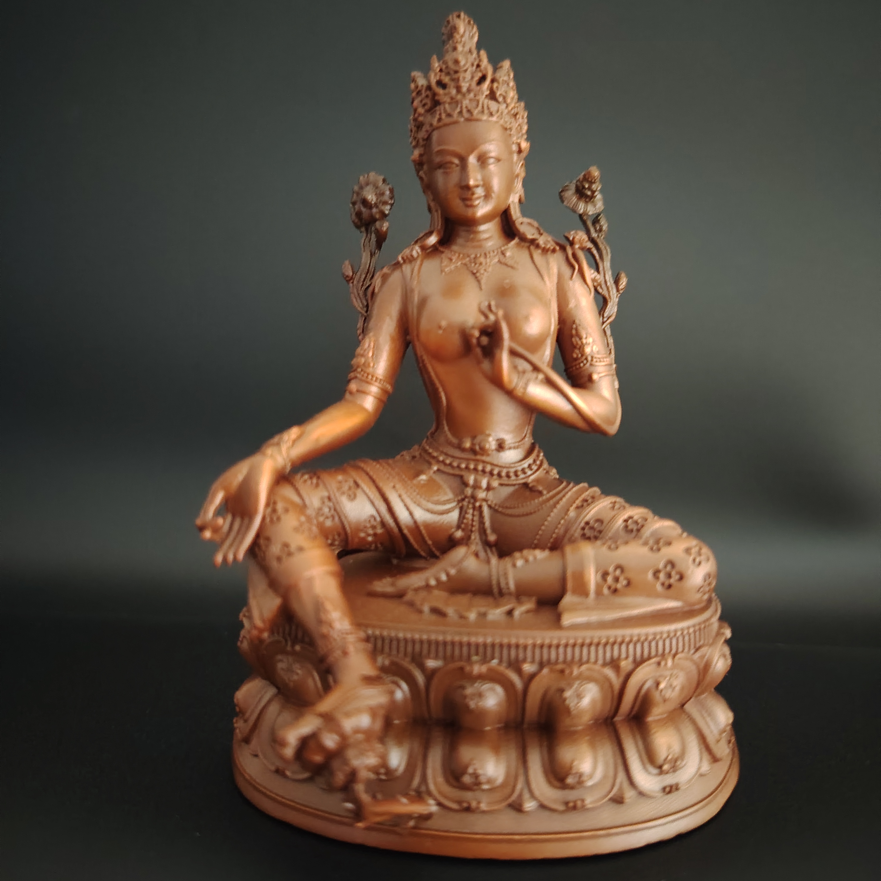 藏传纯铜绿度母菩萨摆件21度母随身家居供奉可装藏密宗佛像